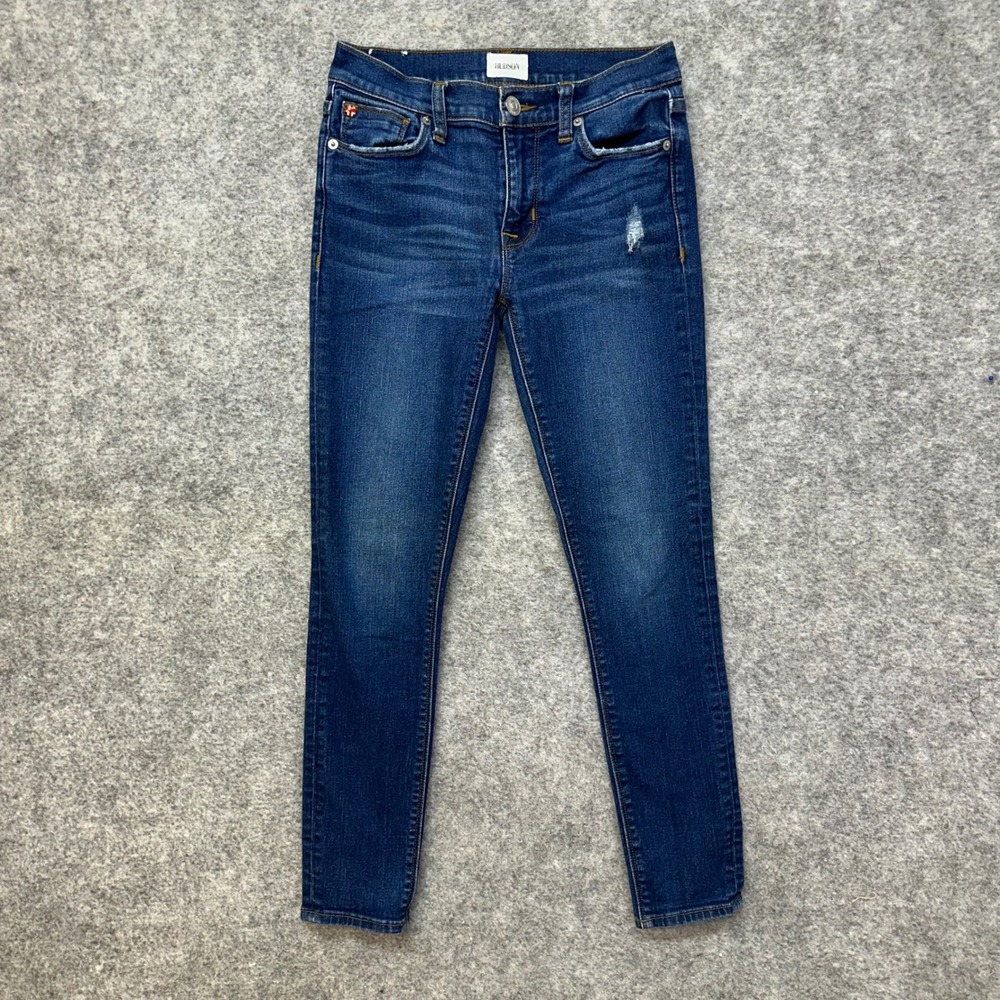 Hudson Natalie Super‎ Skinny Jeans Women's Size 25 Dark Blue Distressed Denim